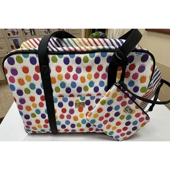 NWOT BETSEY JOHNSON Polka Dot Weekender W/Small Purse Travel Luggage Duffel - Picture 1 of 13